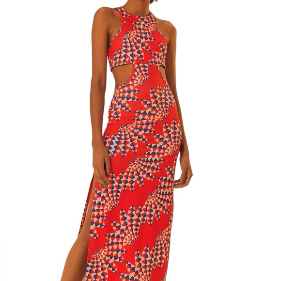 Adidas Farm rio sz XL Red Geometric Women's Dress - Picture 2 of 5